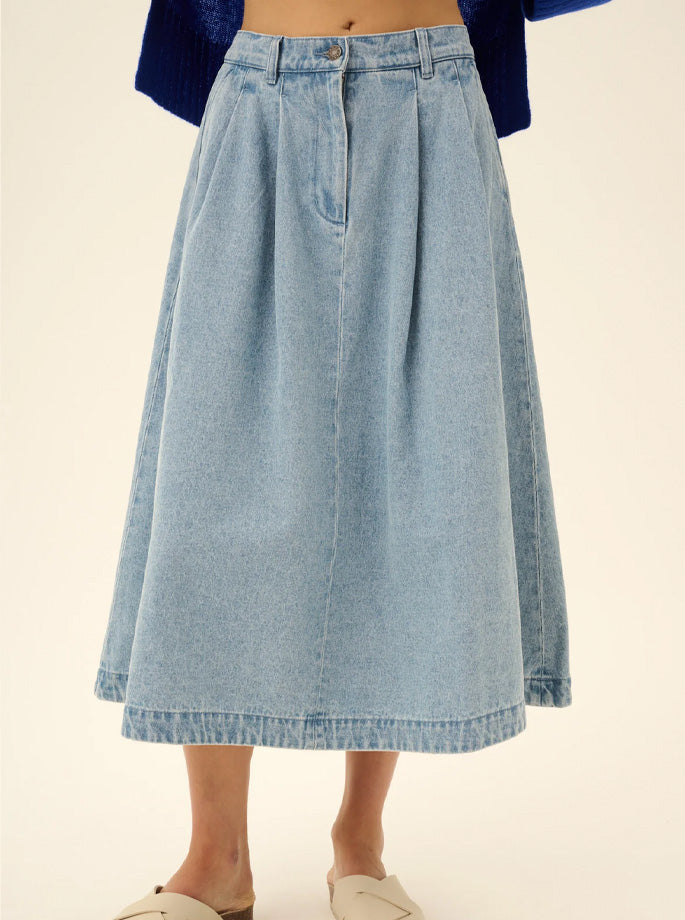 Rue De Tokyo - Pen Denim Nederdel Light Denim