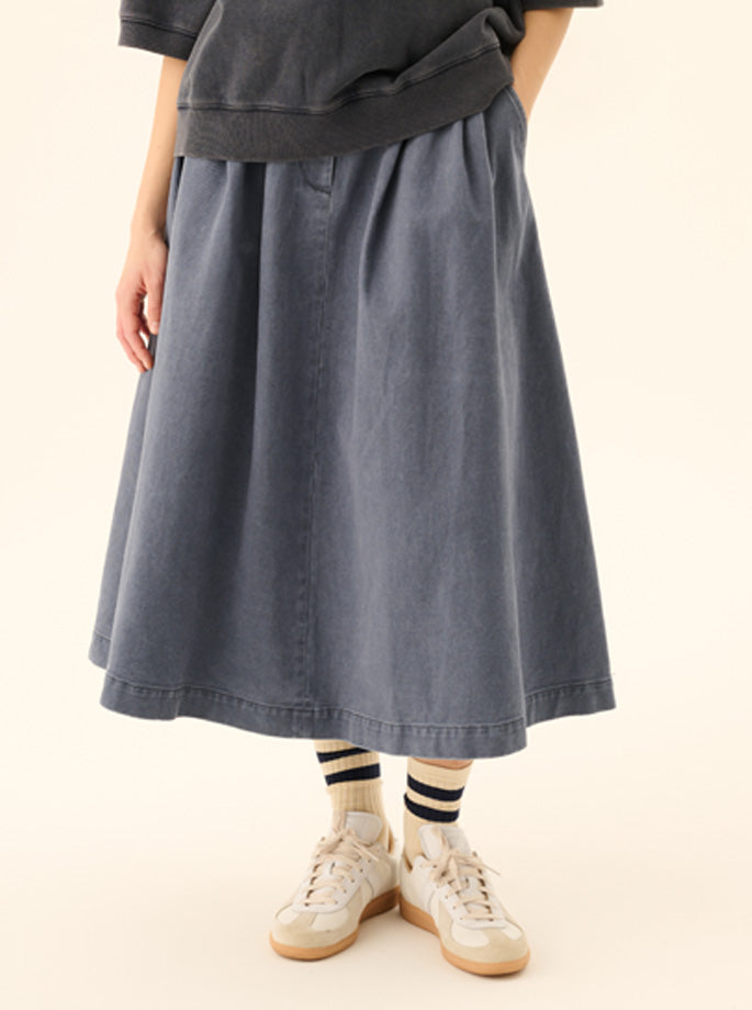 Rue de Tokyo - Pen Faded Twill Nederdel Soft blå