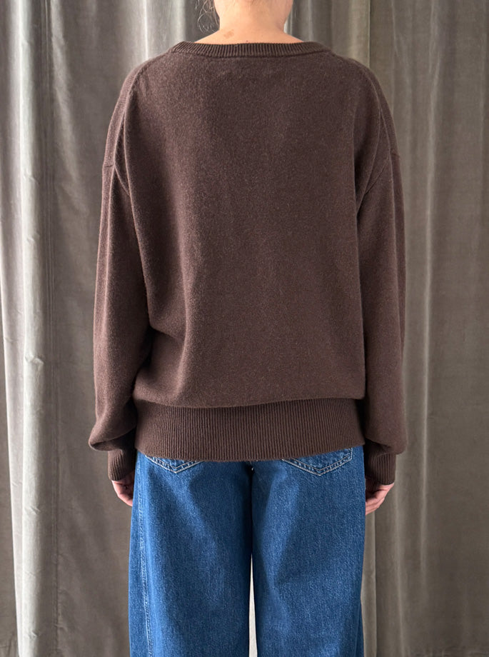 Rhea - V Neck uld & Cashmere mørkebrun