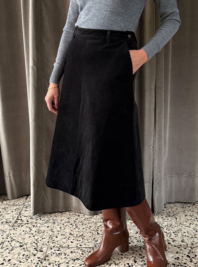 Rue de Tokyo - Prym Structured Corduroy Nederdel sort