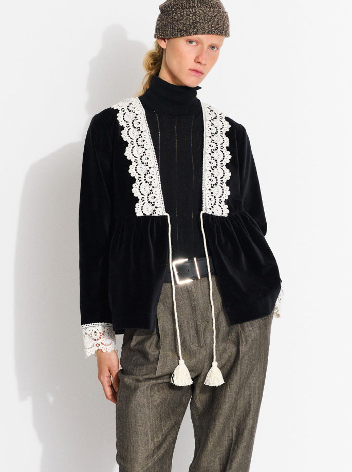 Skall Studio - Hilma Bluse sort velour