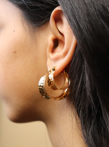 Pico - Cleo Hoop Øreringe Guld Grande - 24 karat forgyldt messing - ES Webshop